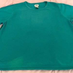 Liz Baker Woman teal Green acrylic cotton blend top, size 2X minimalist summer